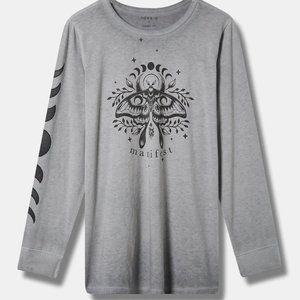 Torrid Mystic Moth Classic Fit Signature Jersey Long Sleeve Tee Grey size 3
